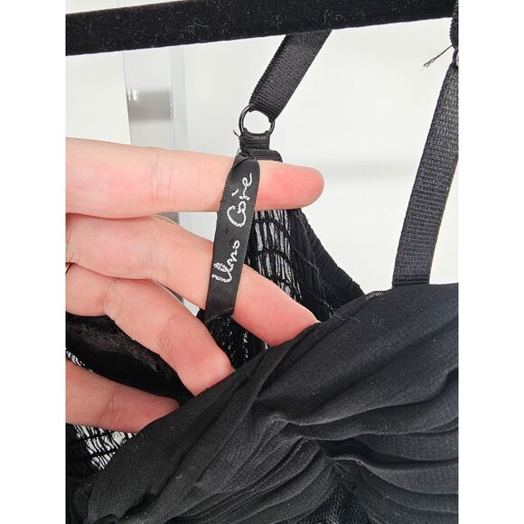 Y2K Uno Core Womens Sz S Sleeveless Ruffled Formal Top Black Sequin Bodice - Picture 4 of 5